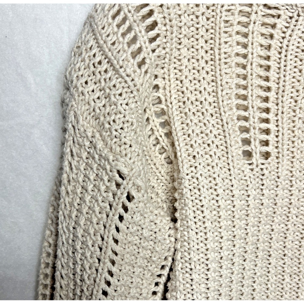 American Eagle Sweater Tan Beige Open Weave Knit Top Size Extra Small - Picture 4 of 16